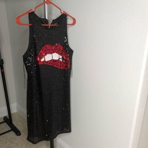 Women’s mini sequins dress.
